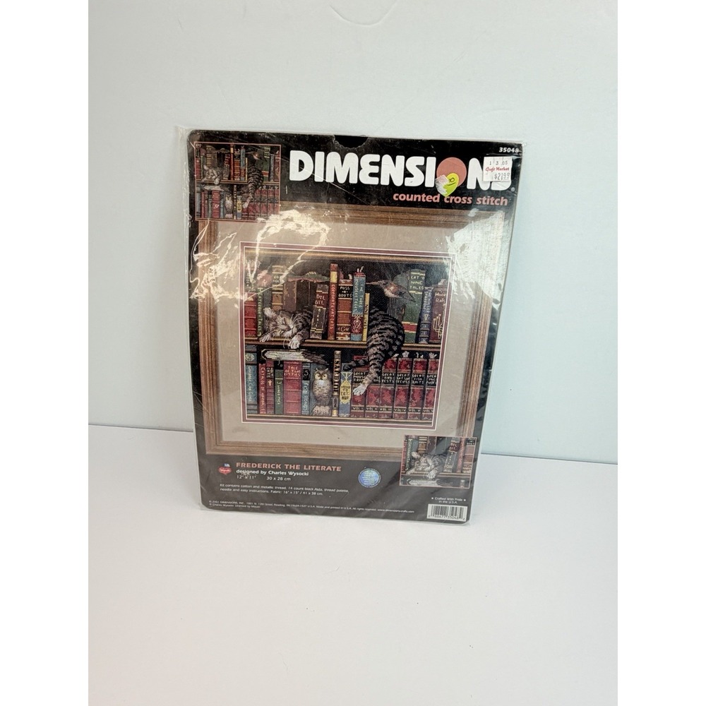 Dimensions Counted Cross Stitch Frederick the Literate Cat Wysocki 35048 NIP